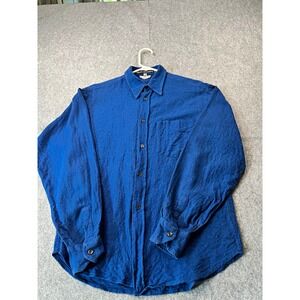 Umberto Ginocchietti Mens Blue Wool Cotton Button Up Shirt 15.5 40 Italy
